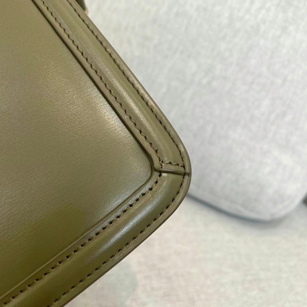 Fake Sa1nt Lau*nt Medium Solferino Bag Khaki Green Calfskin