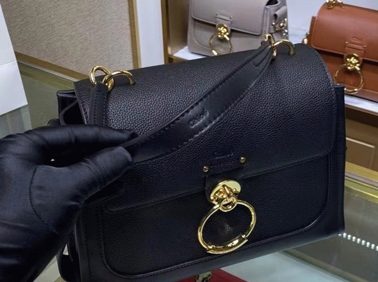 top quality knockoff Ch10e small tess day bag in black grained leather