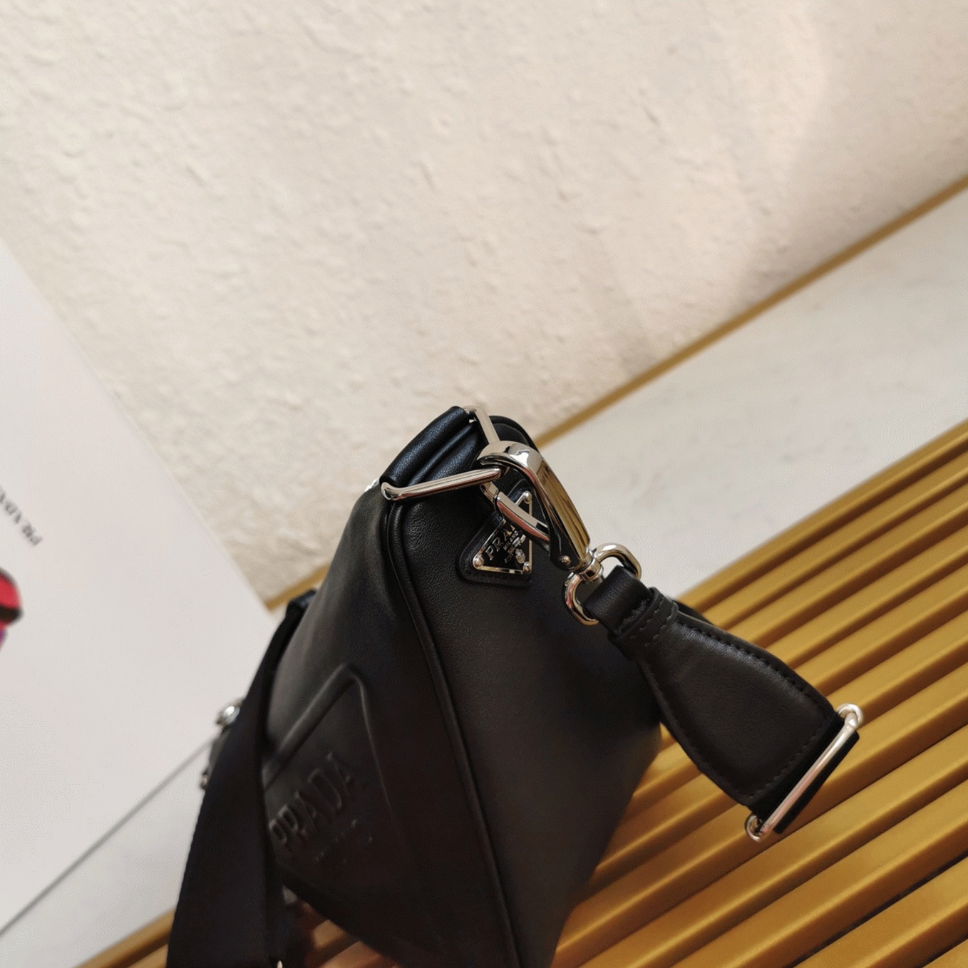 Pra*a Triangle Shoulder Bag Knockoff in Black