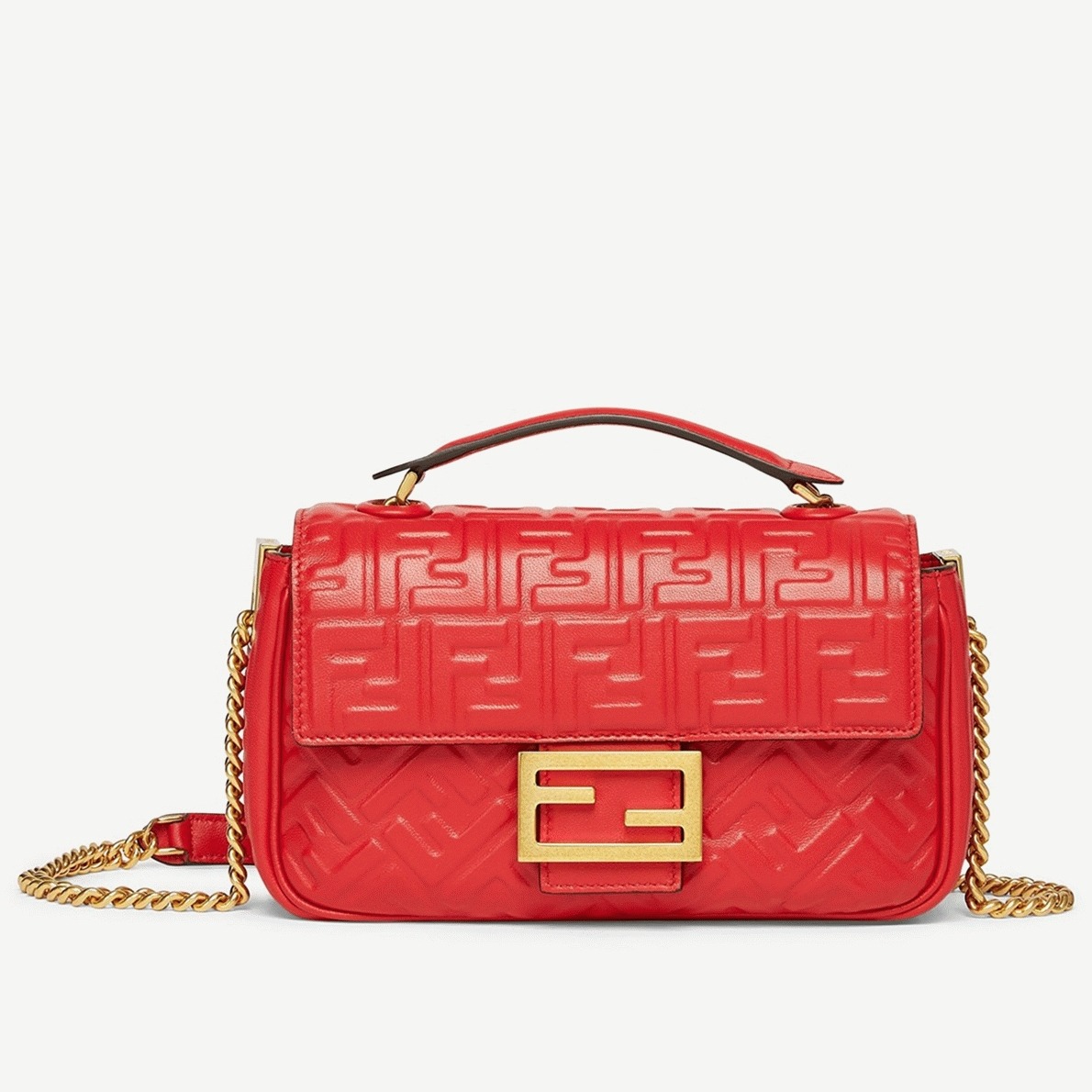 Top Quality Knockoff F**di Baguette Chain Midi Bag In Red