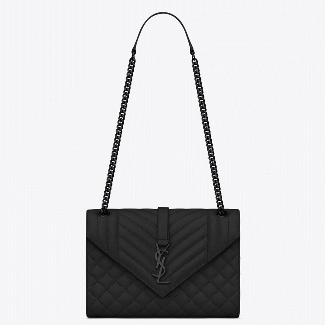 Replica Sa1nt Lau*nt Envelope Large Black Bag with Black Hardware