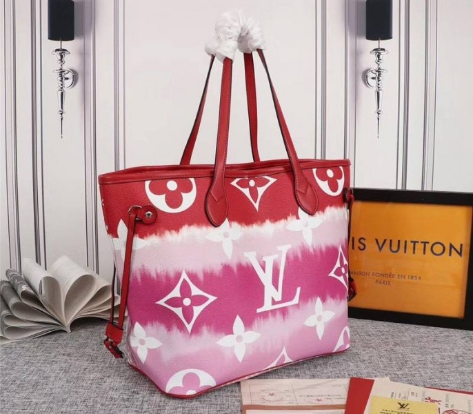 L0vis Vvtt0n Seasonal Escale Neverfull MM Tote In Rouge Red