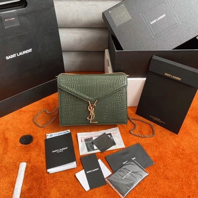 Replica Sa1nt Lau*nt Cassandra Medium Bag Green Crocodile