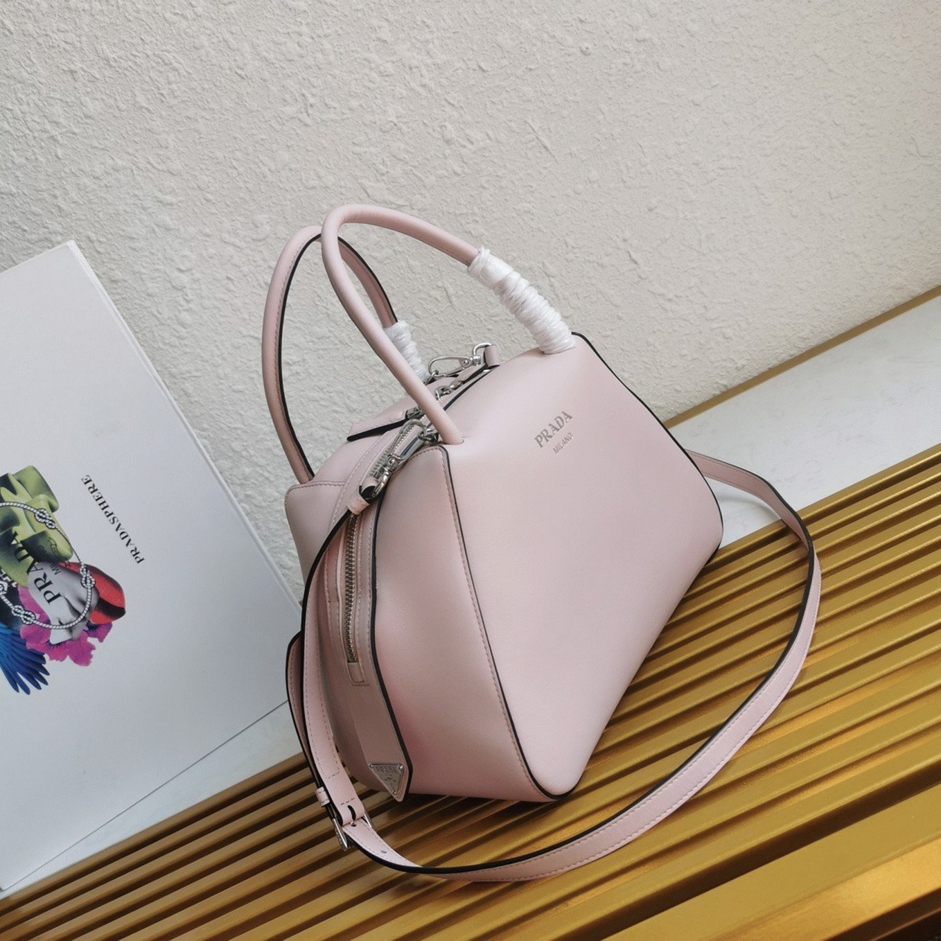 Pra*a S*pernova Small Top Handle Bag Knockoff in Pink