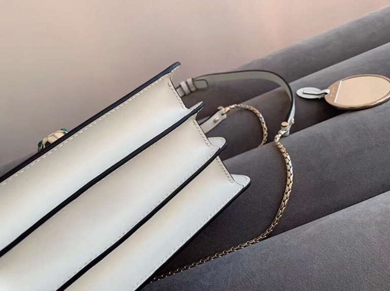 Fake Bv1g*ai Serpenti Forever Small Bag White Calfskin