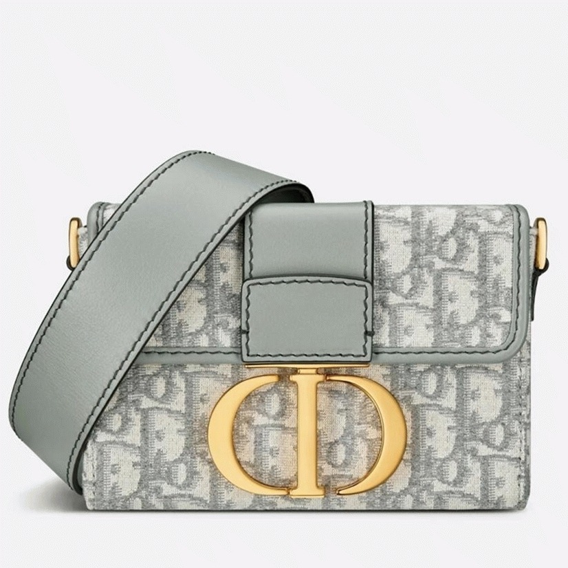 D10r 30 Montaigne Box Bag Fake in Gray D10r Oblique Jacquard
