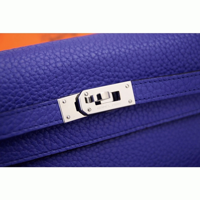 Electric blue 1:1 replica H**me5 Kelly Longue wallet