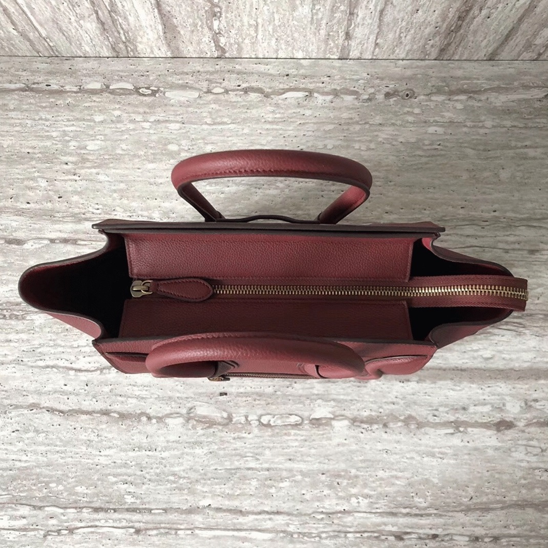 ce1i*e micro lU*gage tote bag knockoff in dark red