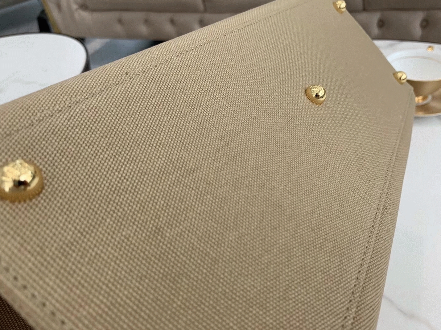 Top Quality Fake F**di Sunshine Medium Tote Bag In Beige Canvas