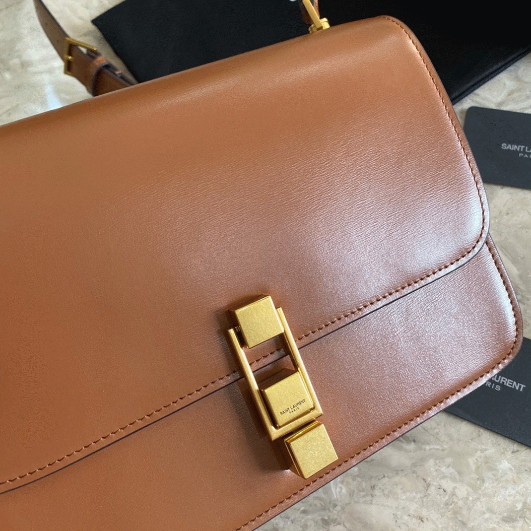 Fake Sa1nt Lau*nt Le Carre Satchel Bag Brown