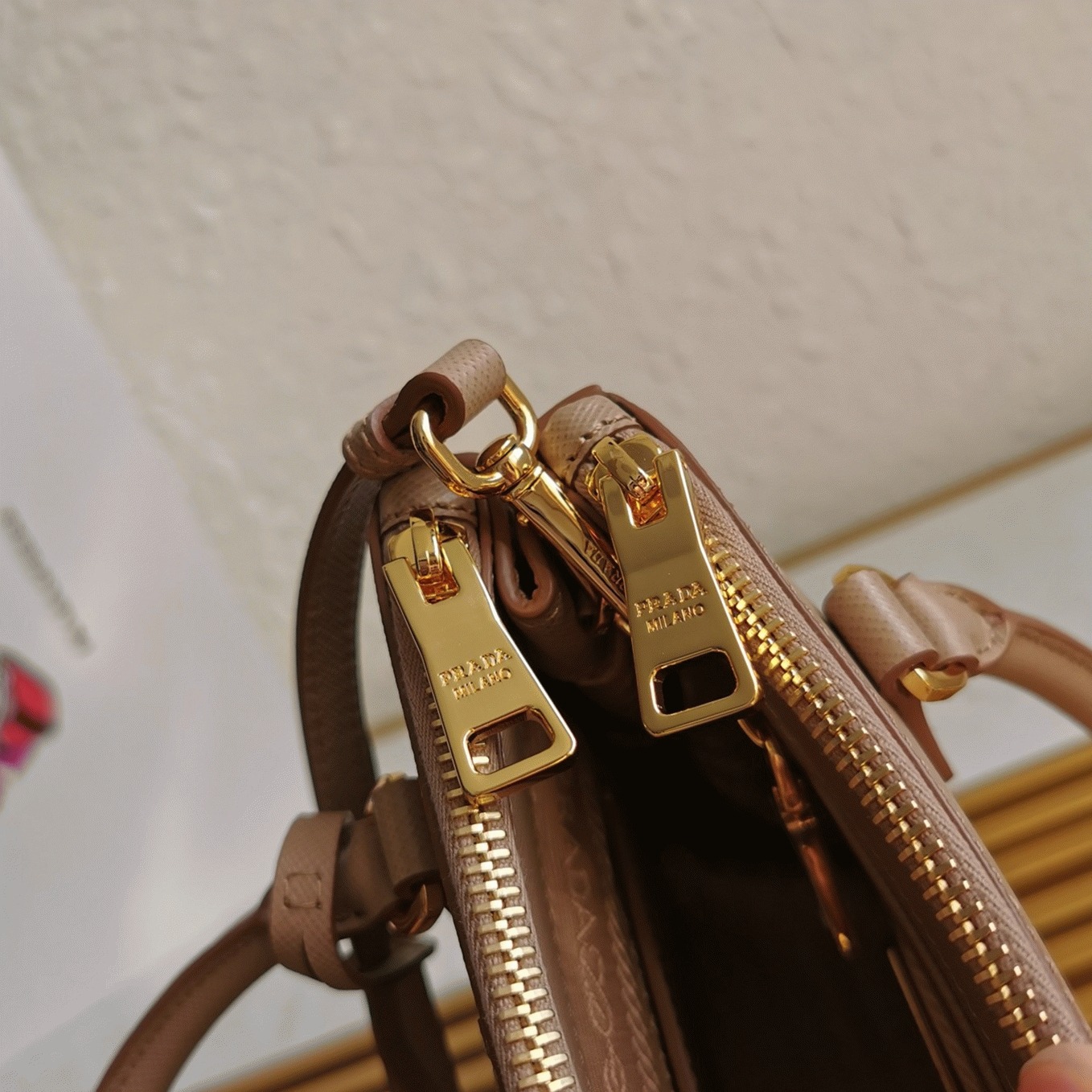 Beige Pra*a Mini Galleria Bag Replica