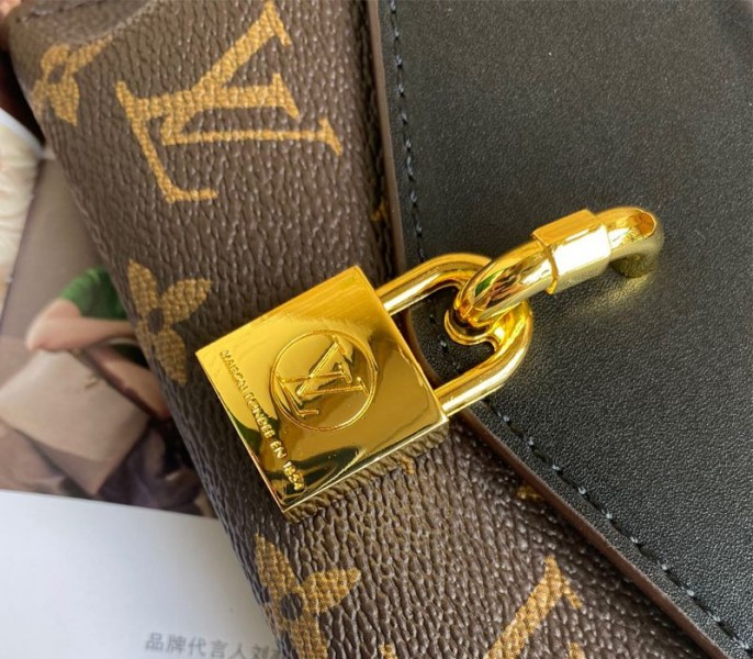 L0vis Vvtt0n Monogram Canvas Padlock On Strap Bag In Black