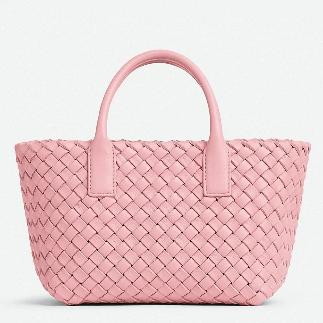 Top Quality Replica B0tt*ga Ven*ta Cabat Mini Bag In Pink Intrecciato Lambskin