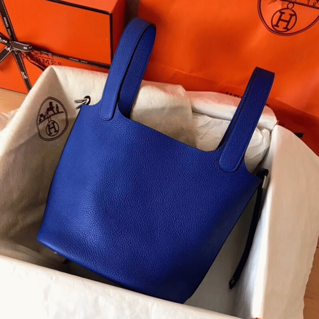 Electric blue knockoff H**me5 Picotin Lock 18cm handbag