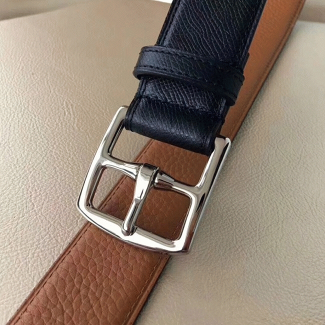 Black epsom leather fake H**me5 Etriviere belt