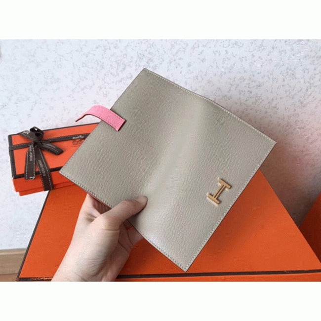 Grey Pink Epsom Knockoff H**me5 Bearn Wallet