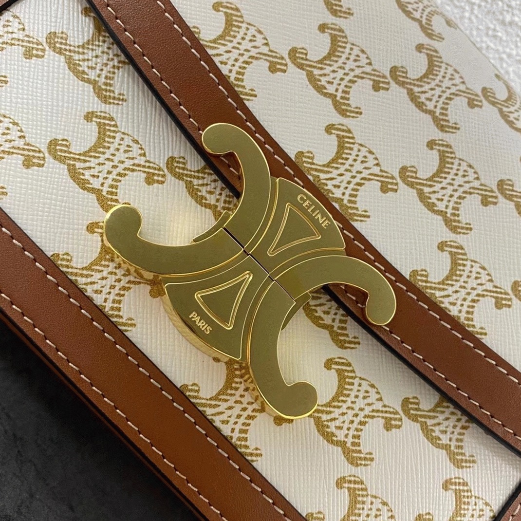 Top Quality Replica Ce1i*e Triomphe Teen Bag In White Triomphe Canvas