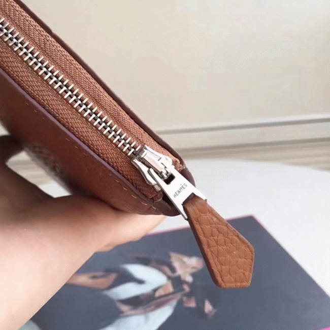 Brown Luxury Replica H**me5 Wallet Azap Zipped