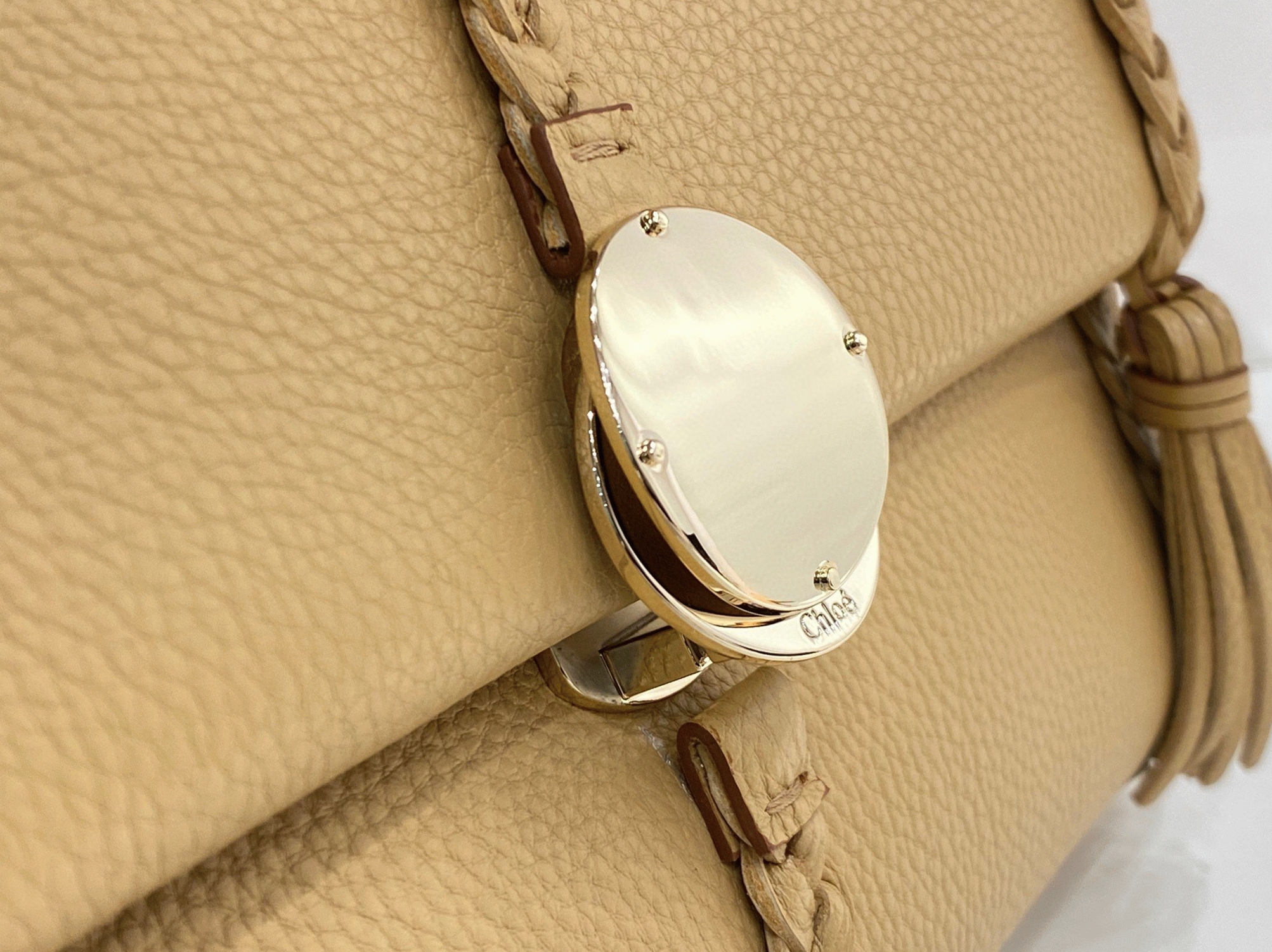 top quality replica Ch10e penelope medium shoulder bag in beige grained calfskin