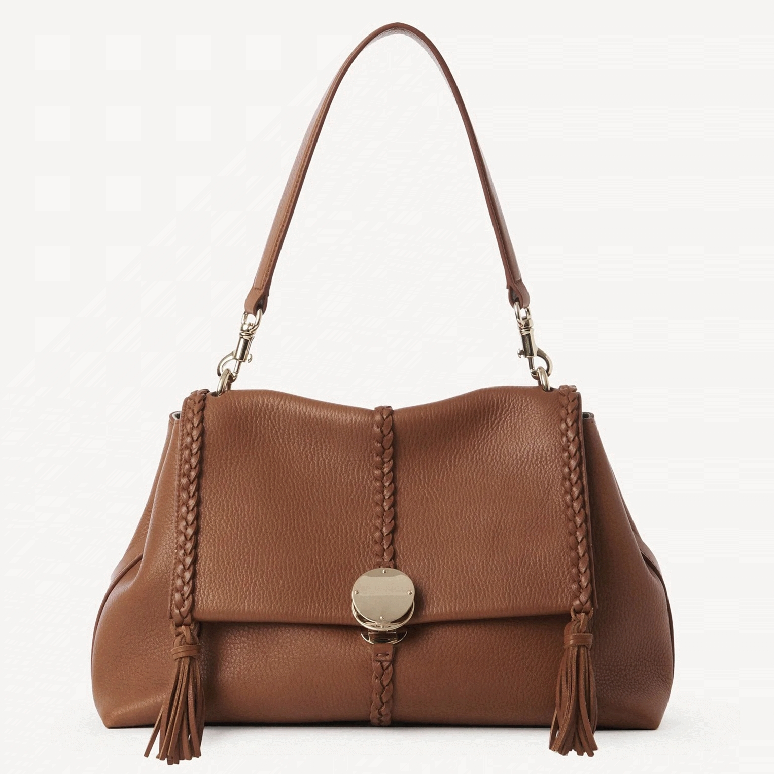 top quality fake Ch10e penelope medium shoulder bag in brown grained calfskin
