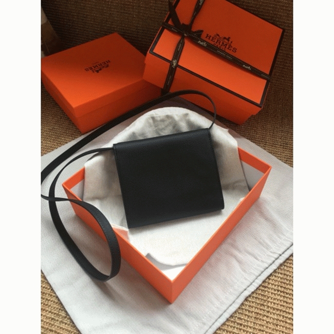 Black replica H**me5 Clic wallet with strap