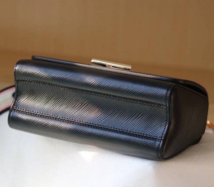 L0vis Vvtt0n Epi Leather Twist MM Bag Black With Jacquard Strap