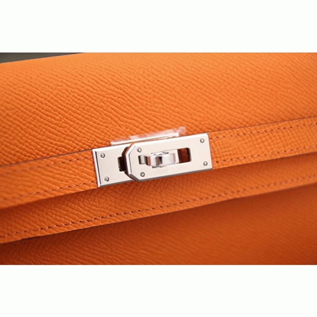 Orange cheap replica H**me5 Kelly Longue wallet