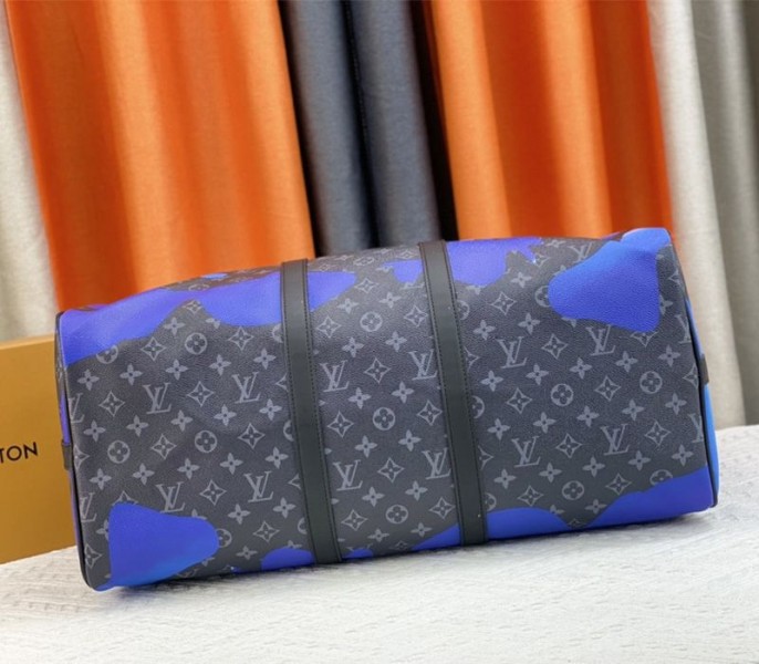 L0vis Vvtt0n Monogram Eclipse Keepall 55 Bandouliere Travel Bag In Blue Sunrise