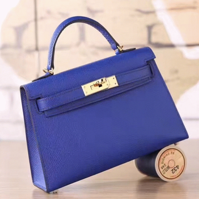 Electric Blue Epsom Fake H**me5 Kelly 20cm Statement Bag