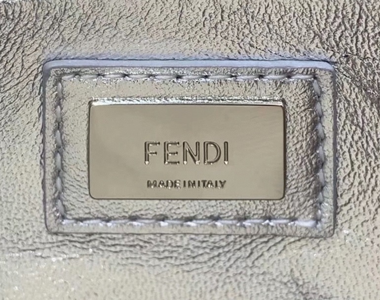 Top Quality Fake F**di Peekaboo Mini Bag In Silver Metallic Lambskin