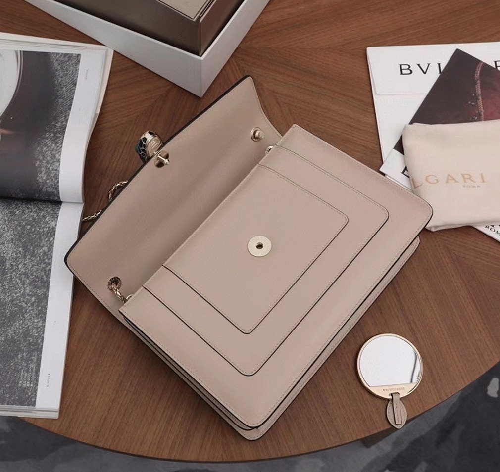 Replica Bv1g*ai Serpenti Forever Large Shoulder Bag Beige Calfskin