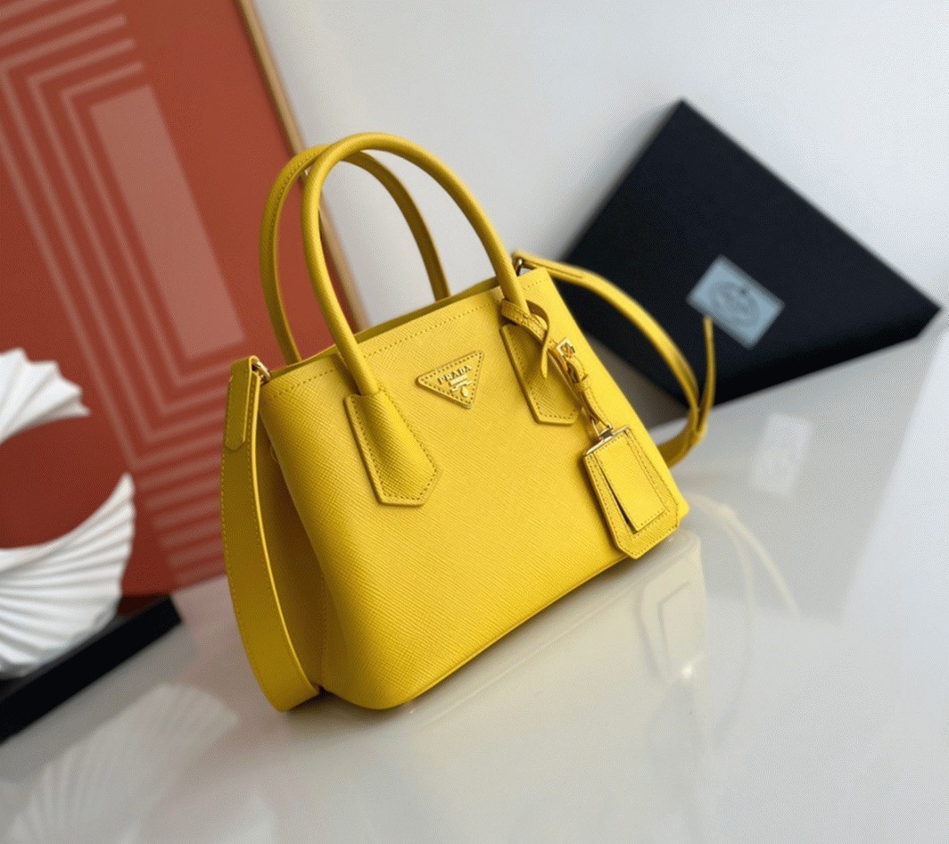 Yellow Pra*a Double Mini Bag Fake