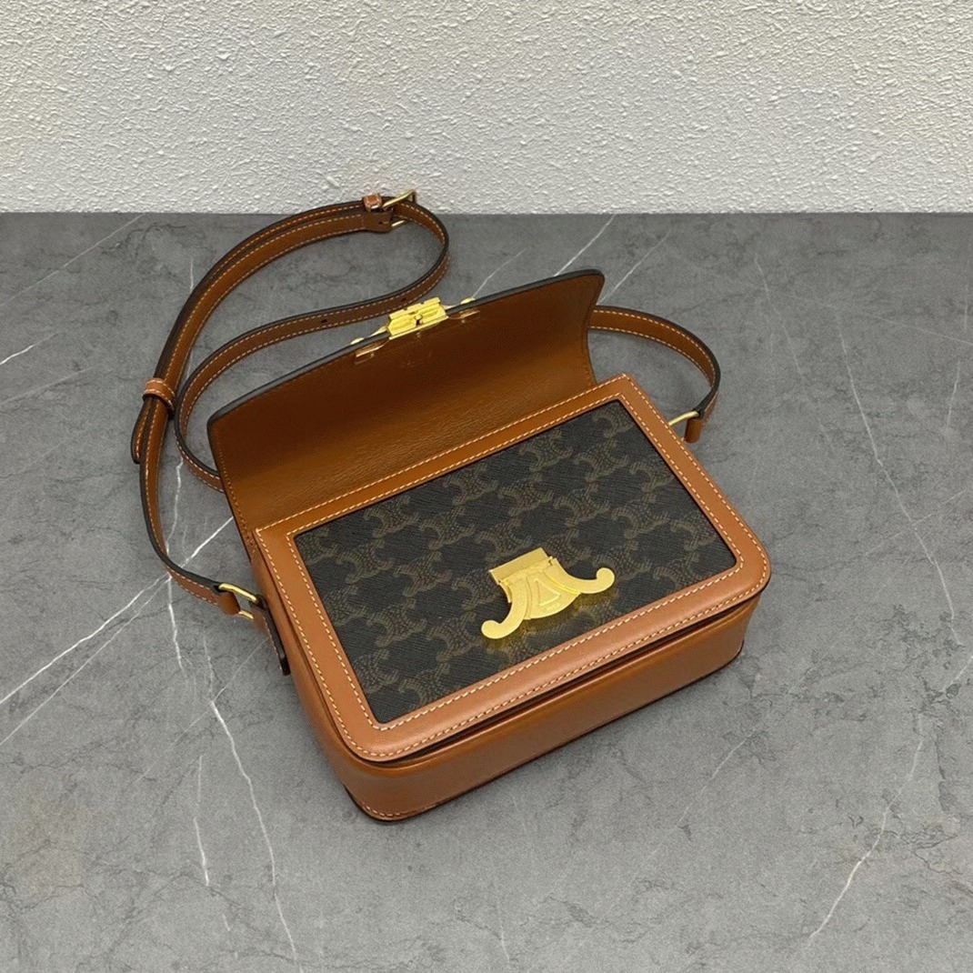 Top Quality Replica Ce1i*e Triomphe Teen Bag In Black Triomphe Canvas