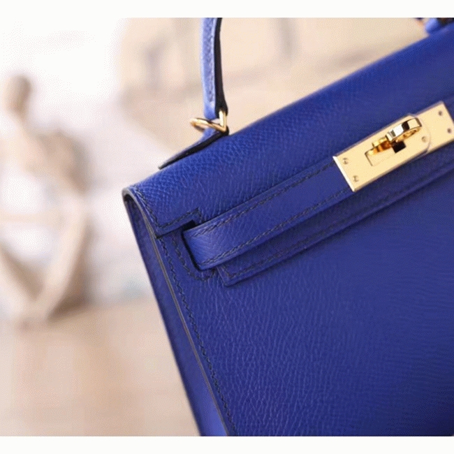 Electric Blue Epsom Fake H**me5 Kelly 20cm Statement Bag