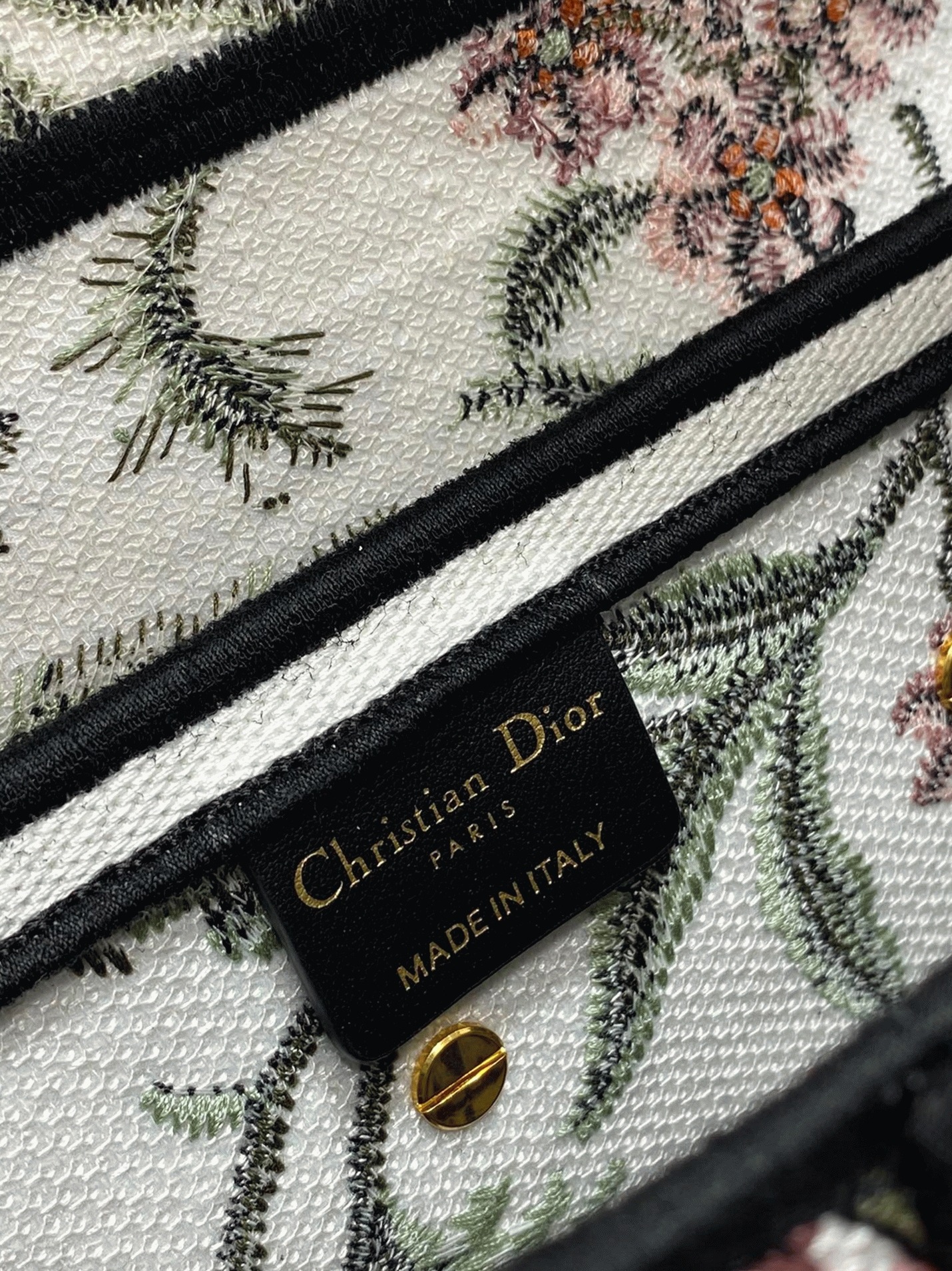 D10r Saddle Bag Fake in White Multicolor D10r Petites Fleurs Embroidery