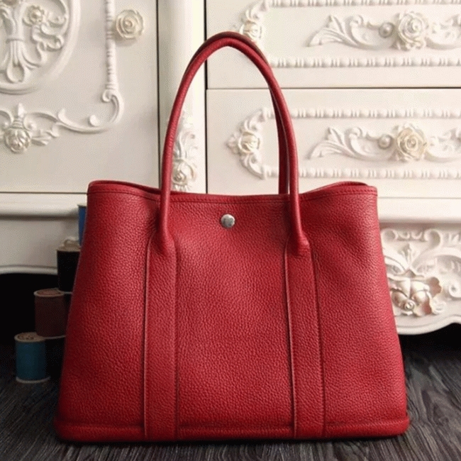 Red Fake AAA H**me5 Garden Party 30cm Bright Tote Bag