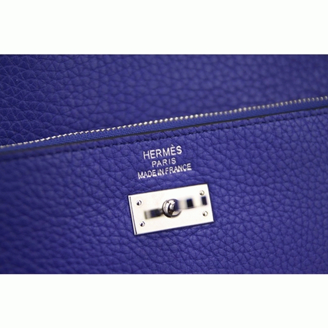 Electric blue 1:1 replica H**me5 Kelly Longue wallet