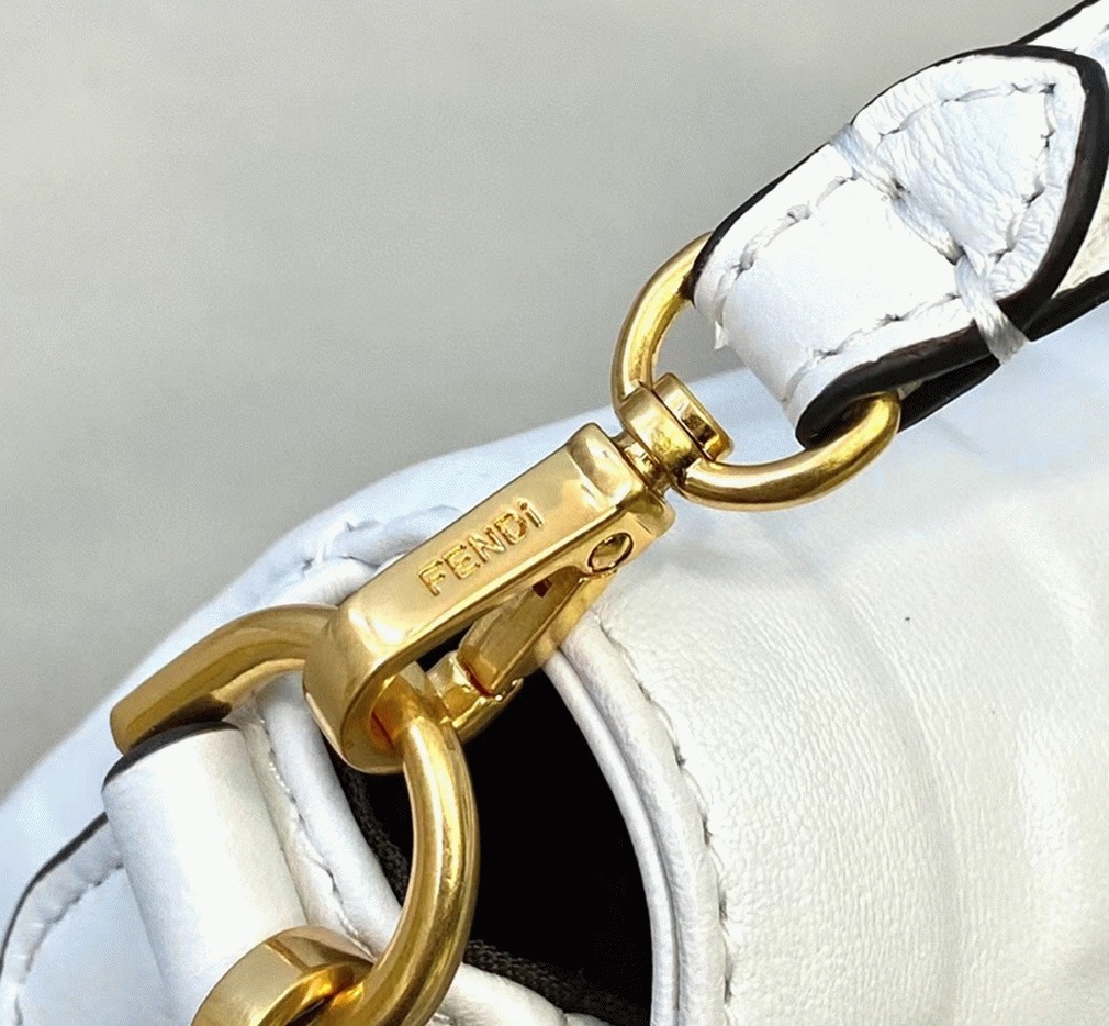 White FF Logo F**di Medium Baguette Replica Bag