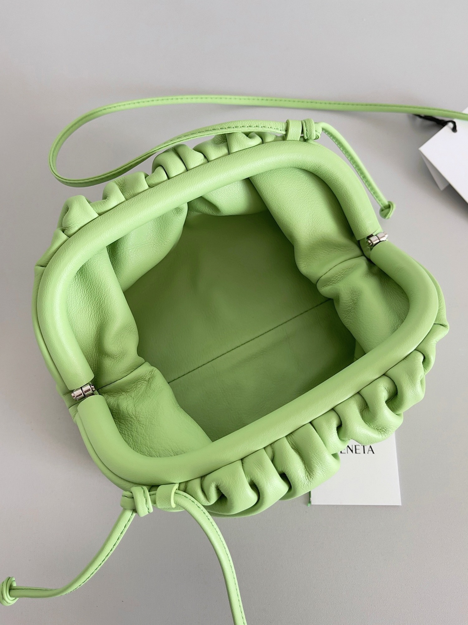 Fake B0tt*ga Ven*ta Mini Pouch with Strap Pistachio