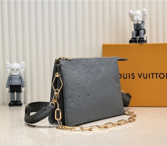 L0vis Vvtt0n Coussin PM Bag In Gray With Jacquard Strap