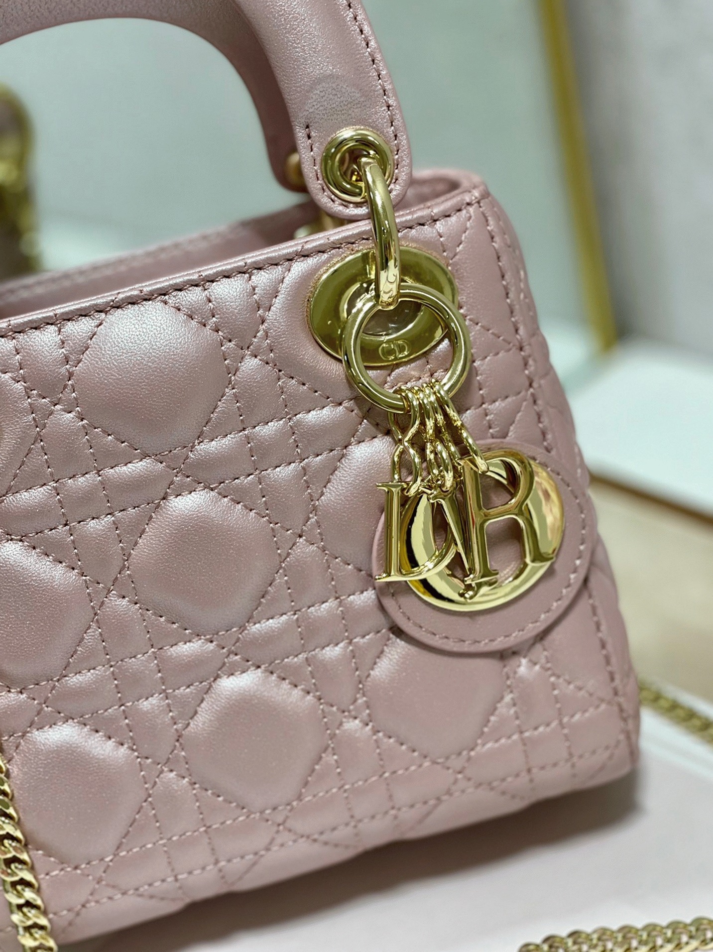 D10r Lady D10r Mini Bag Fake in Lotus Pearlescent Lambskin