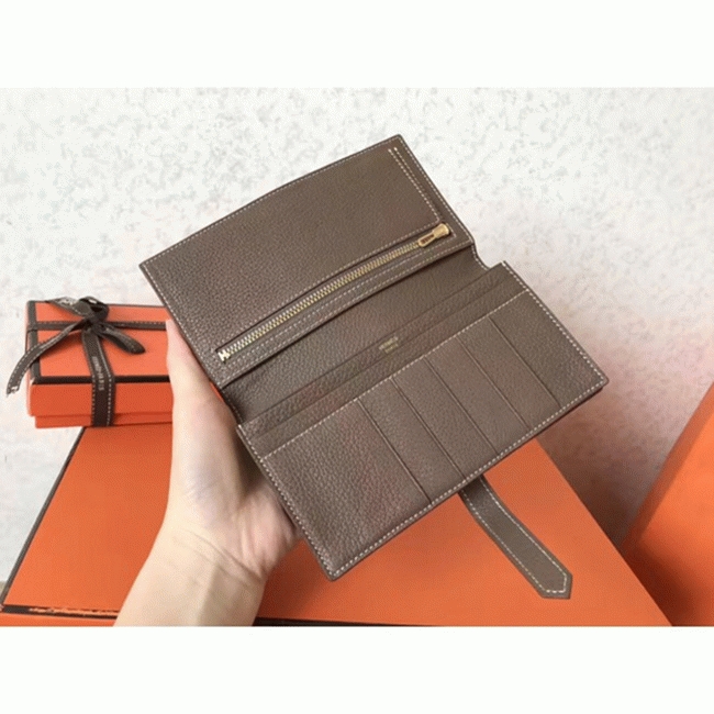 Taupe Clemence Fake Luxury H**me5 Bearn Wallet
