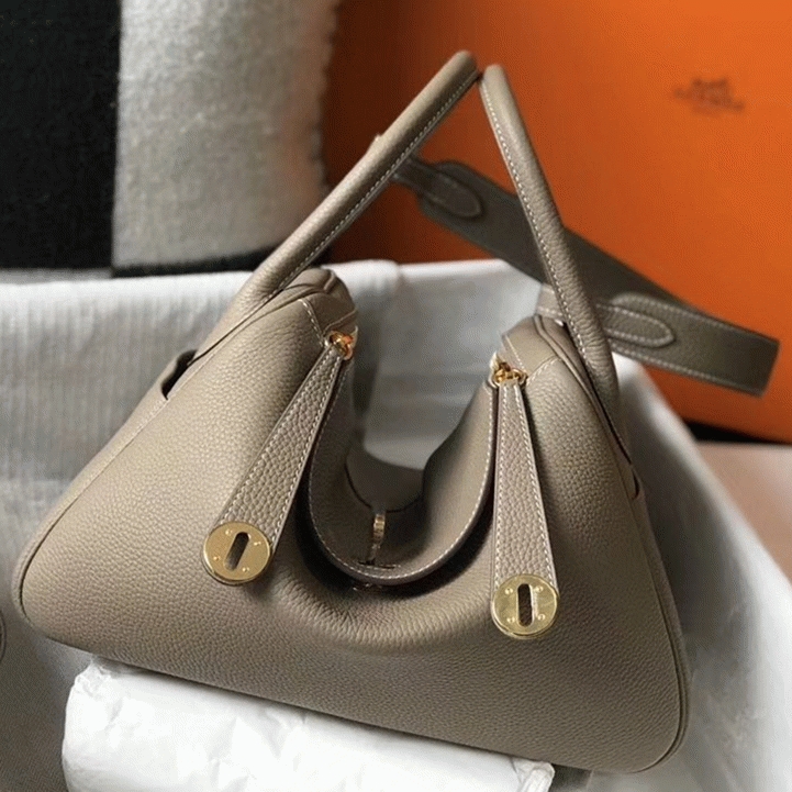 Knockoff H**me5 Lindy 30cm bag in gris tourterelle tone