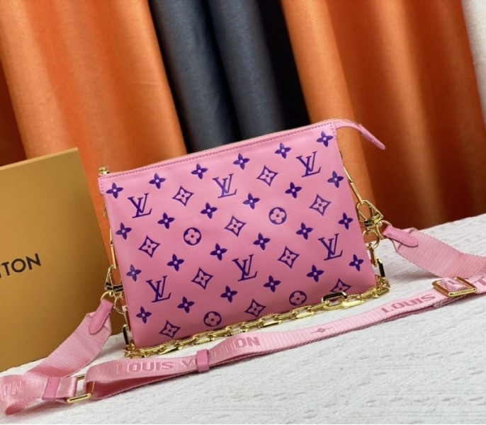 L0vis Vvtt0n Coussin PM Bag In Pink And Purple With Jacquard Strap